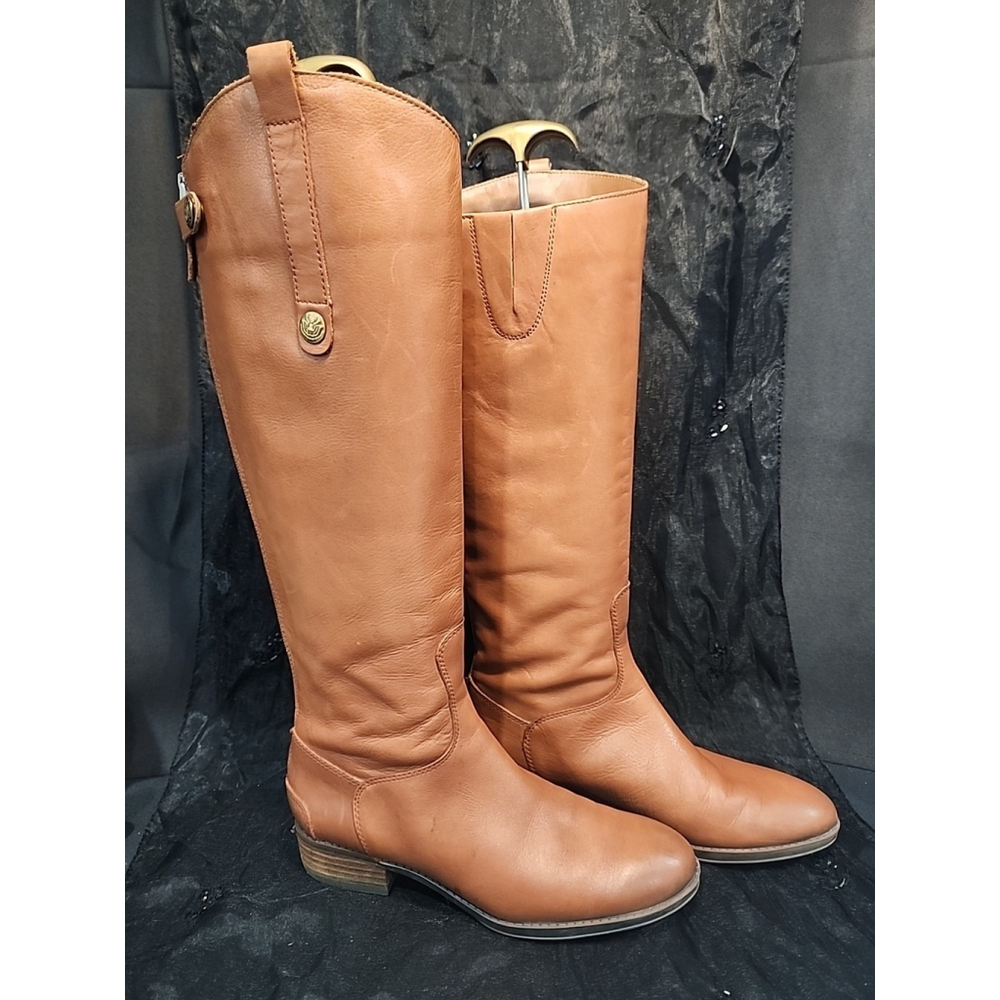 Sam Edelman Designer Penny Tall Brown Leather Knee High Riding Boots Size 6.5 - Picture 4 of 13
